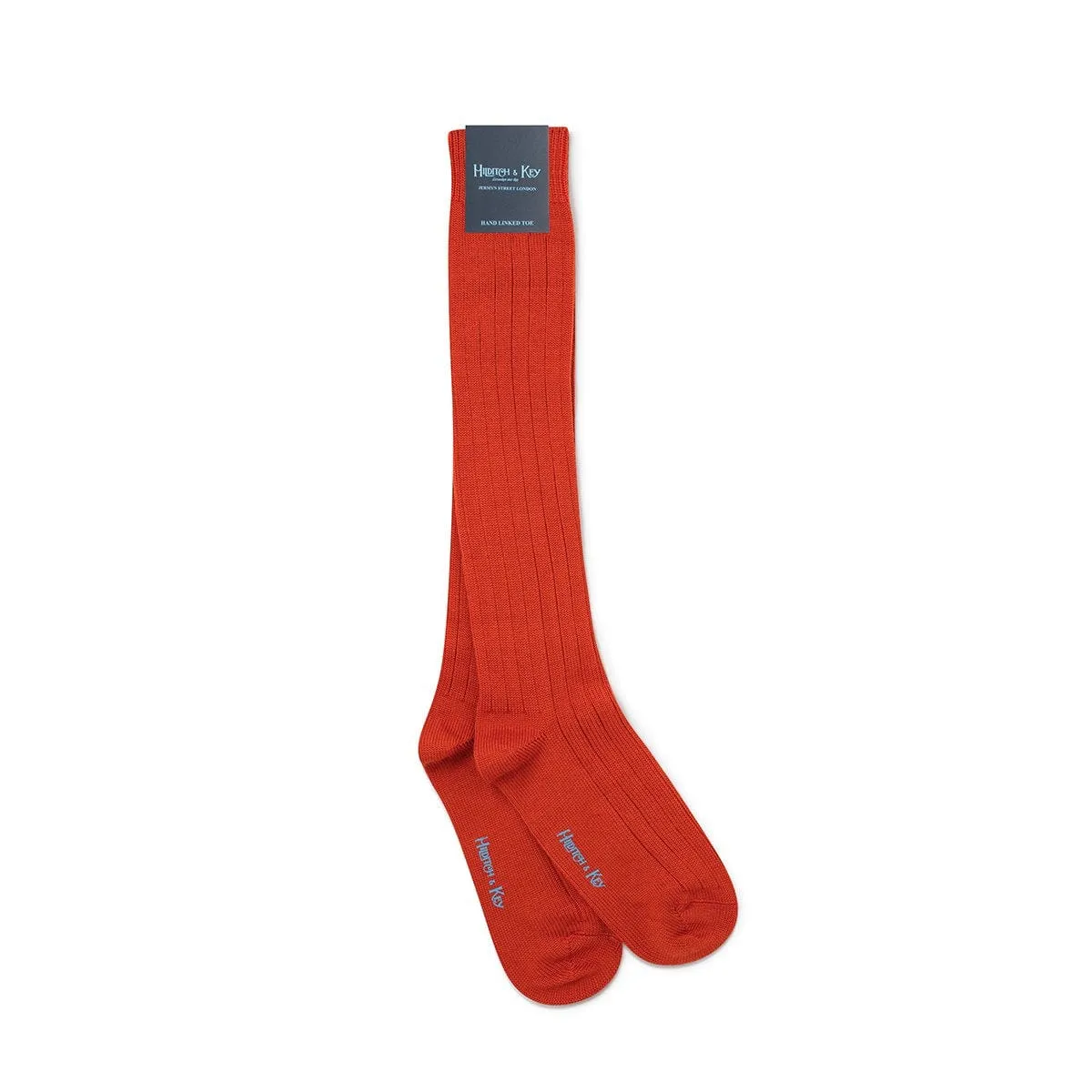 Long Burnt Orange Heavy Wool Sport Socks