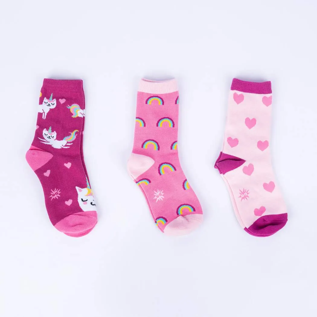 Look at Me Meow Kid's Crew Socks - 3 Pack