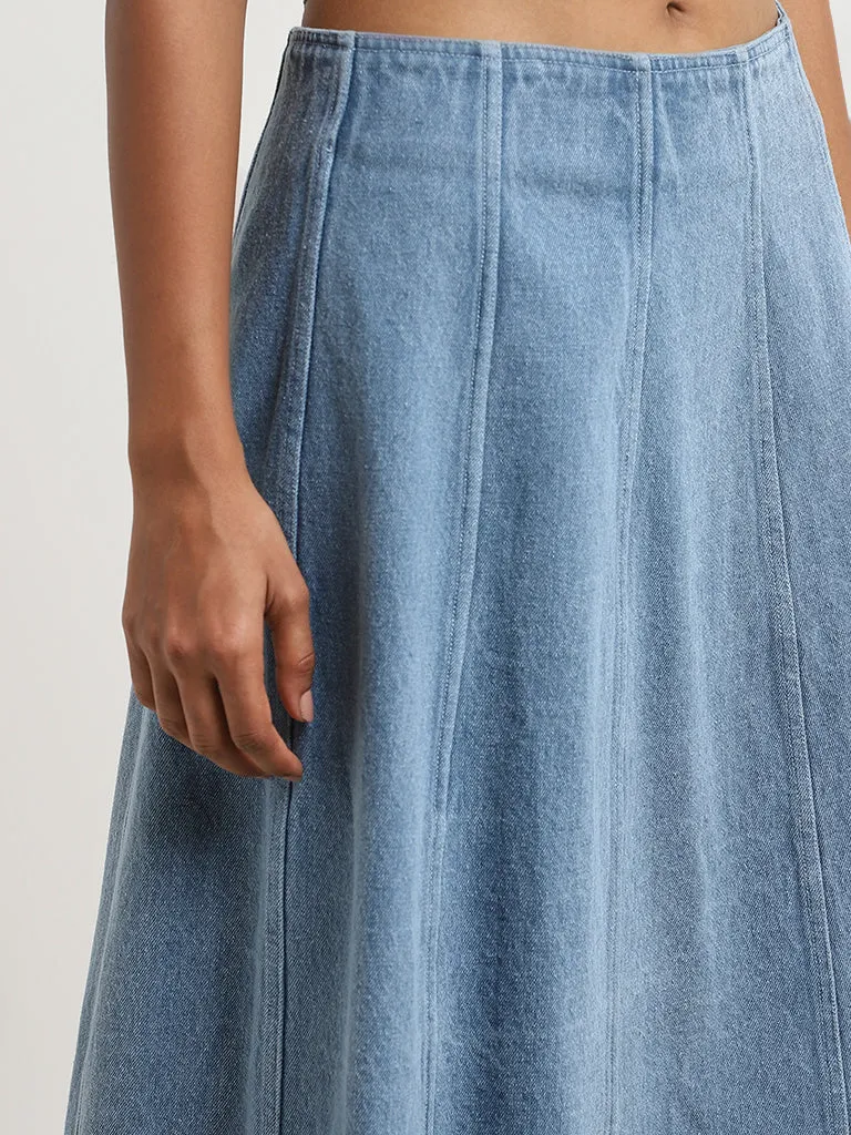 LOV Blue Mid Rise Denim Skirt