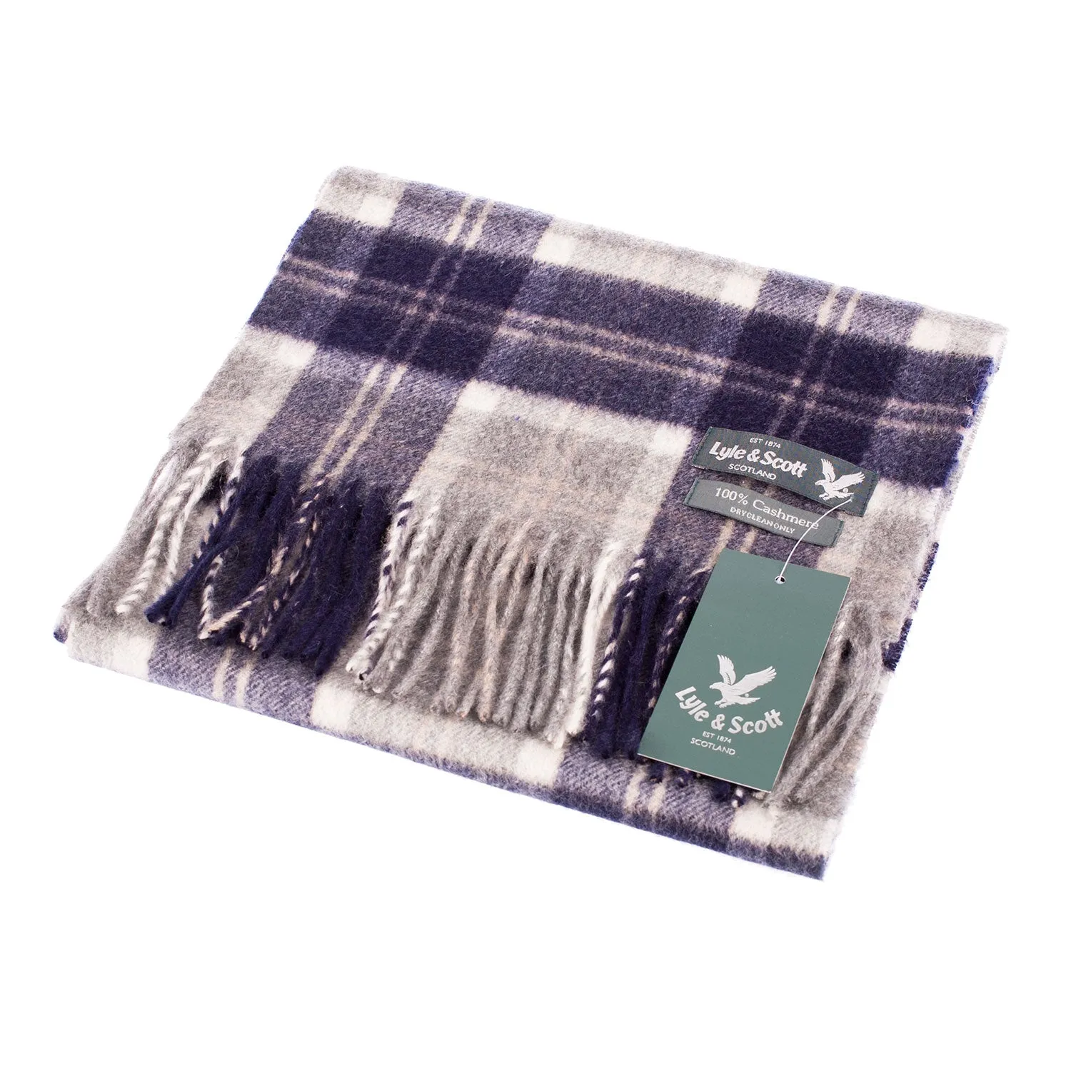 Lyle & Scott 100% Cashmere Scarf  Bannockbane Silver