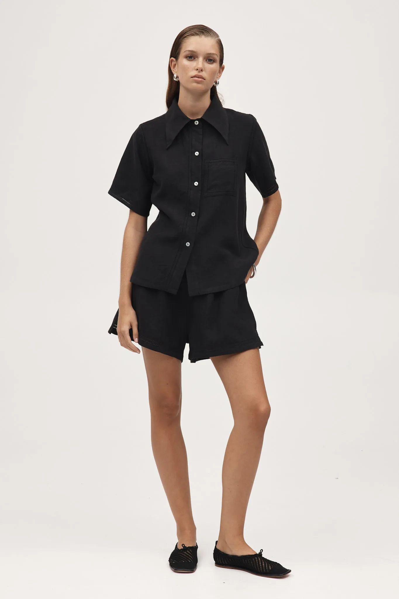 Marle Sunny Shirt - Linen - Black