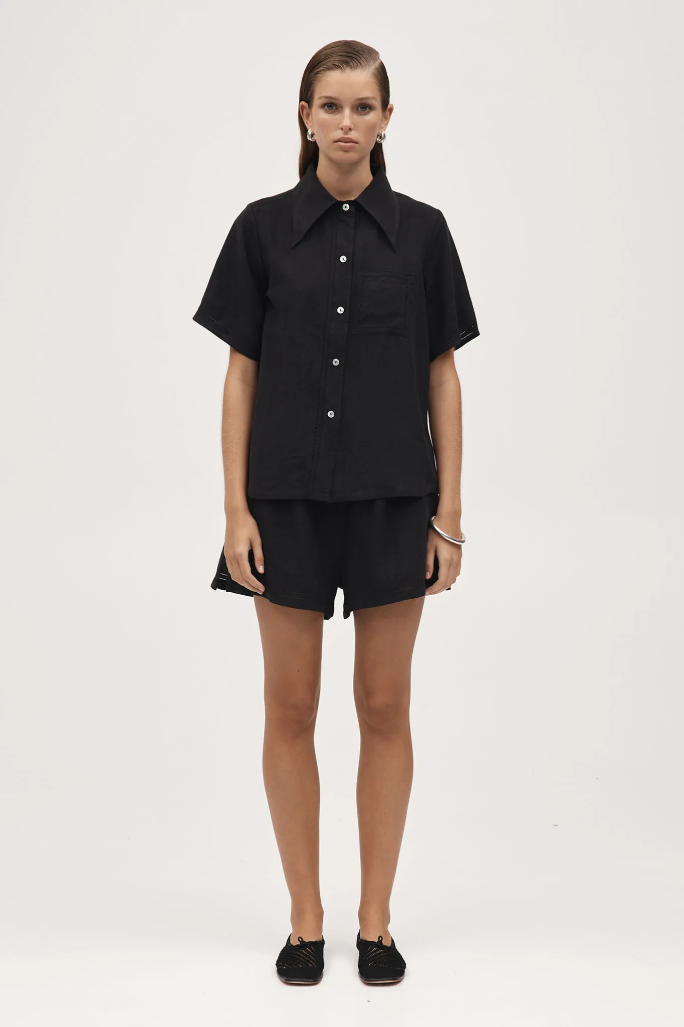 Marle Sunny Shirt - Linen - Black