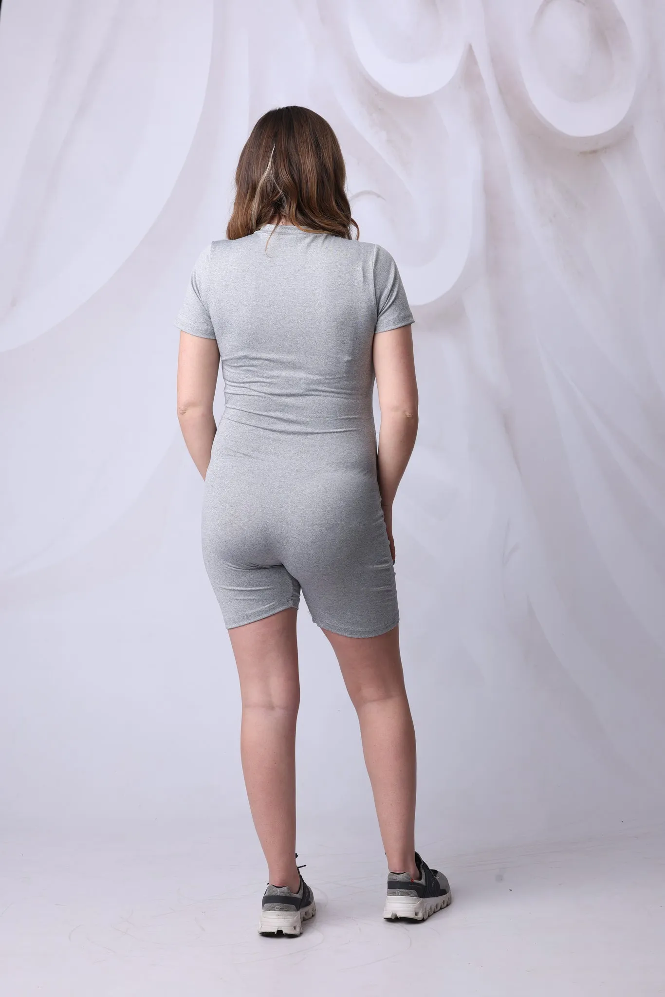 Maternity Short Sleeve Unitard in Grey, Black or Wine Red