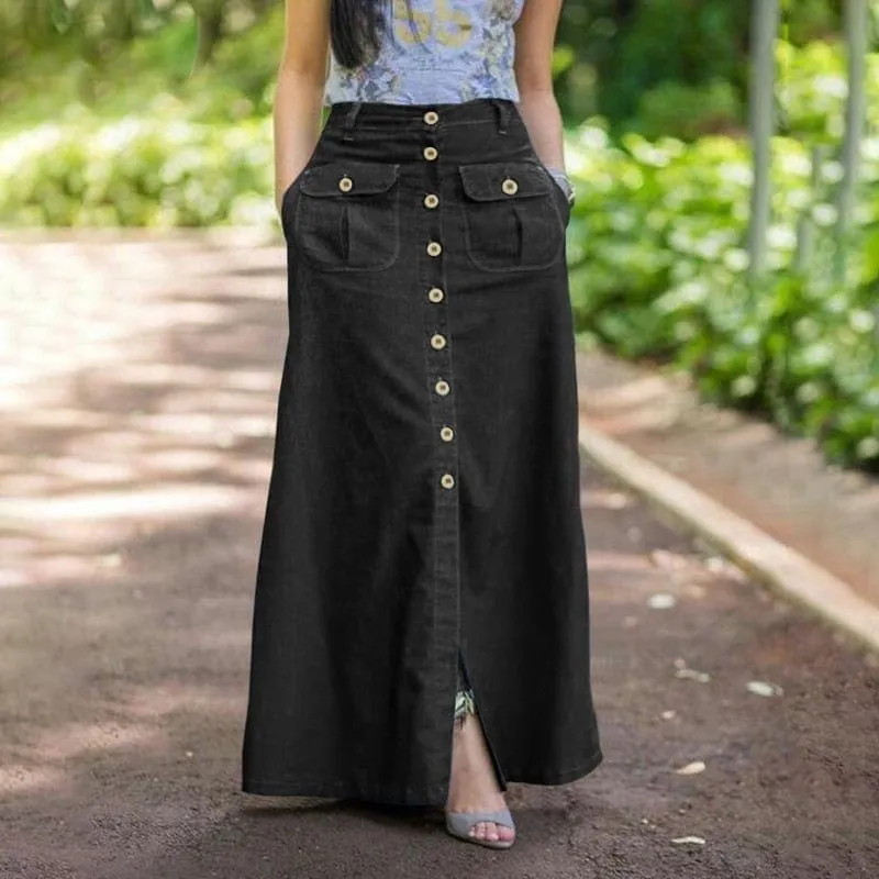 Maya Button Front Maxi Skirt