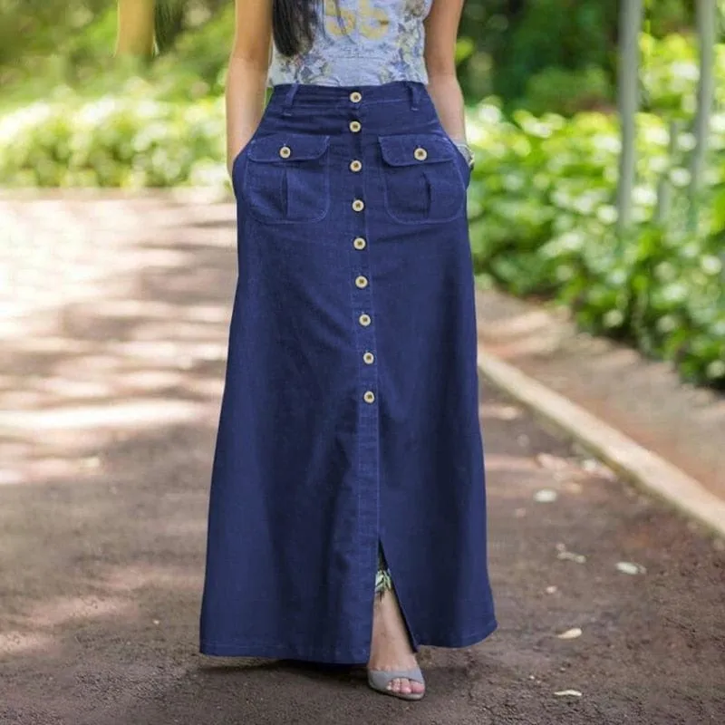 Maya Button Front Maxi Skirt