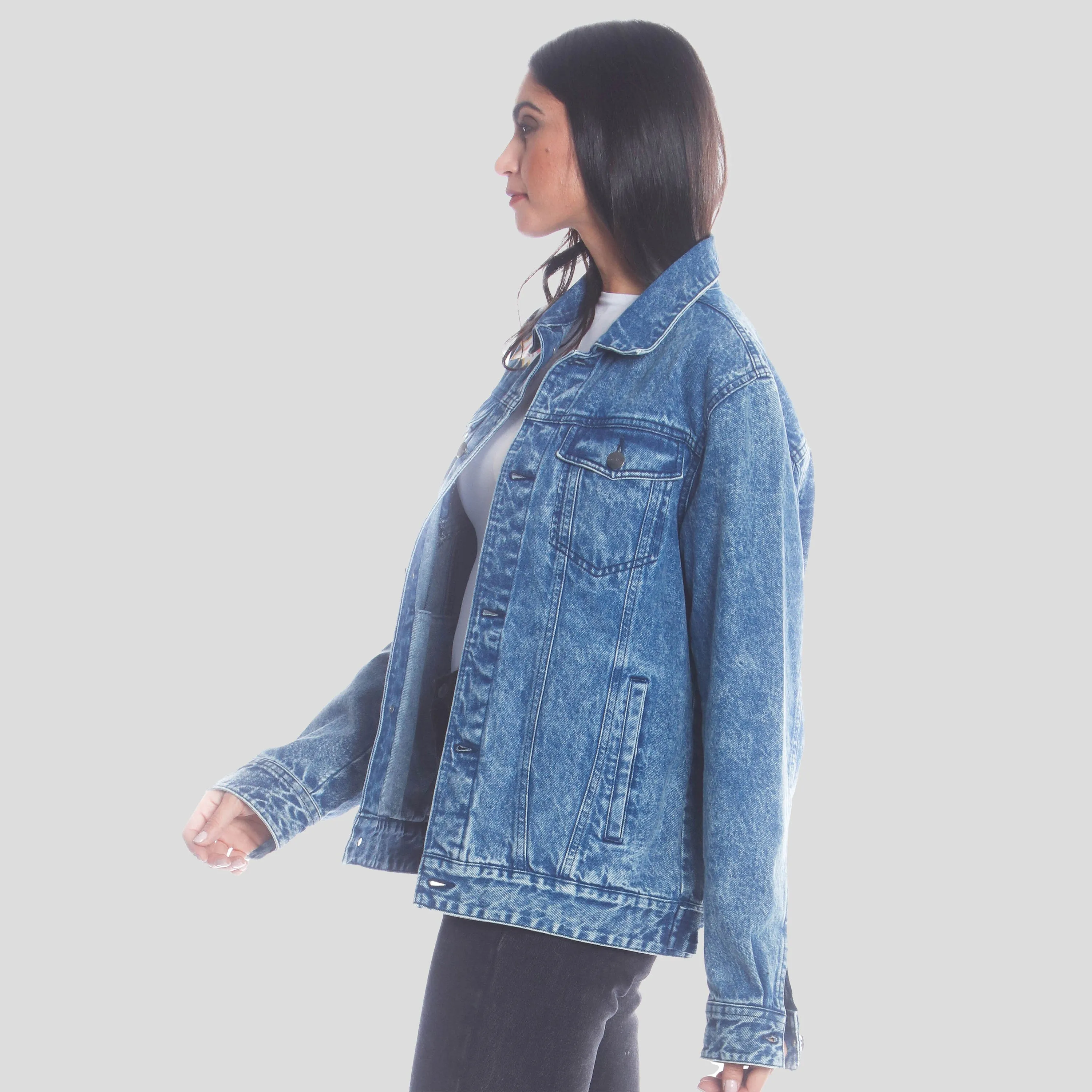 Members Only Women's Chucky Placement Denim Oversized Jacket