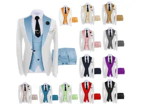 Men Custom Made Two-Color Suit 3 Pieces Tailored Groom Wedding Slim Fit Blazer Jacket Vest Pants Set Tuxedo Suits| LR908