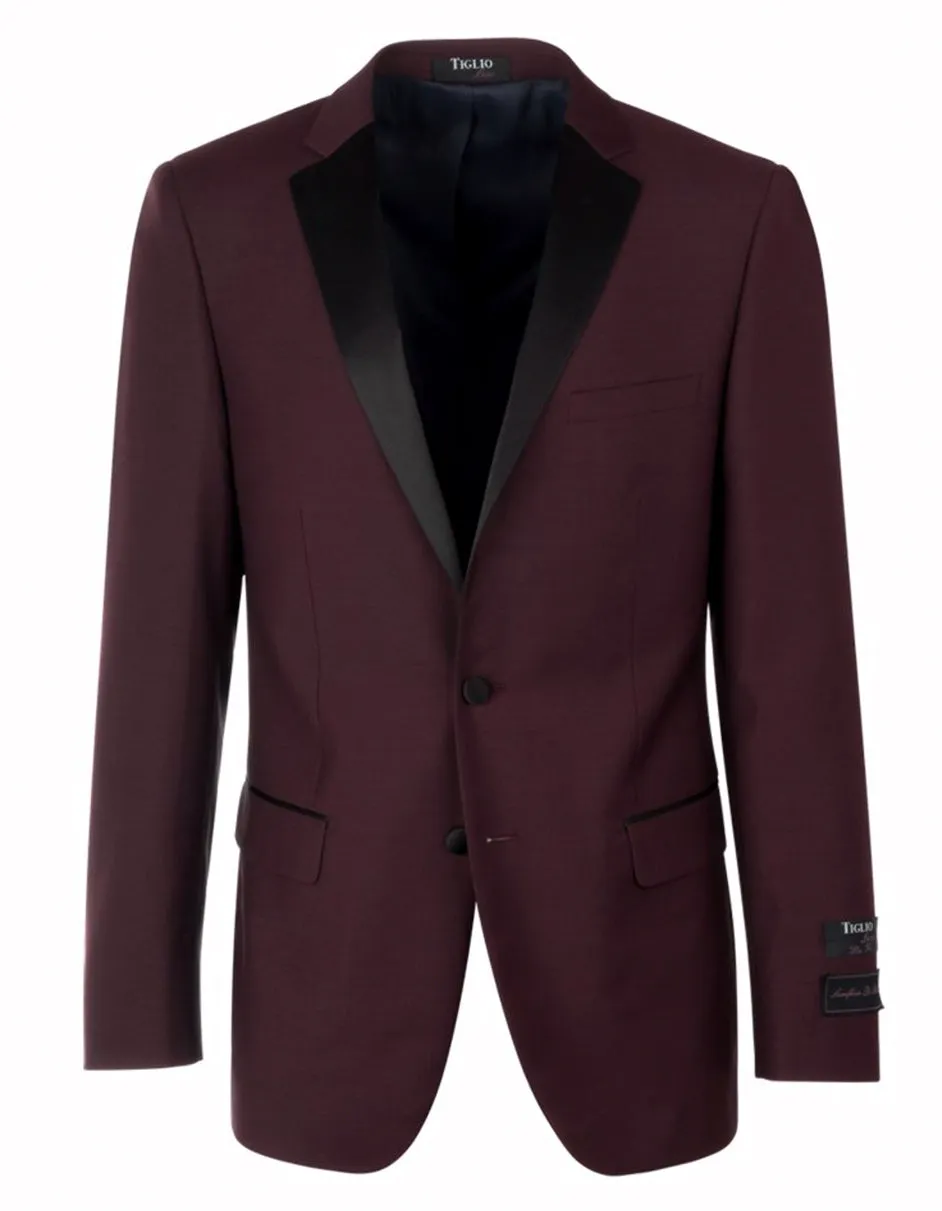 Mens 2 Button Designer Notch Tuxedo in Burgundy