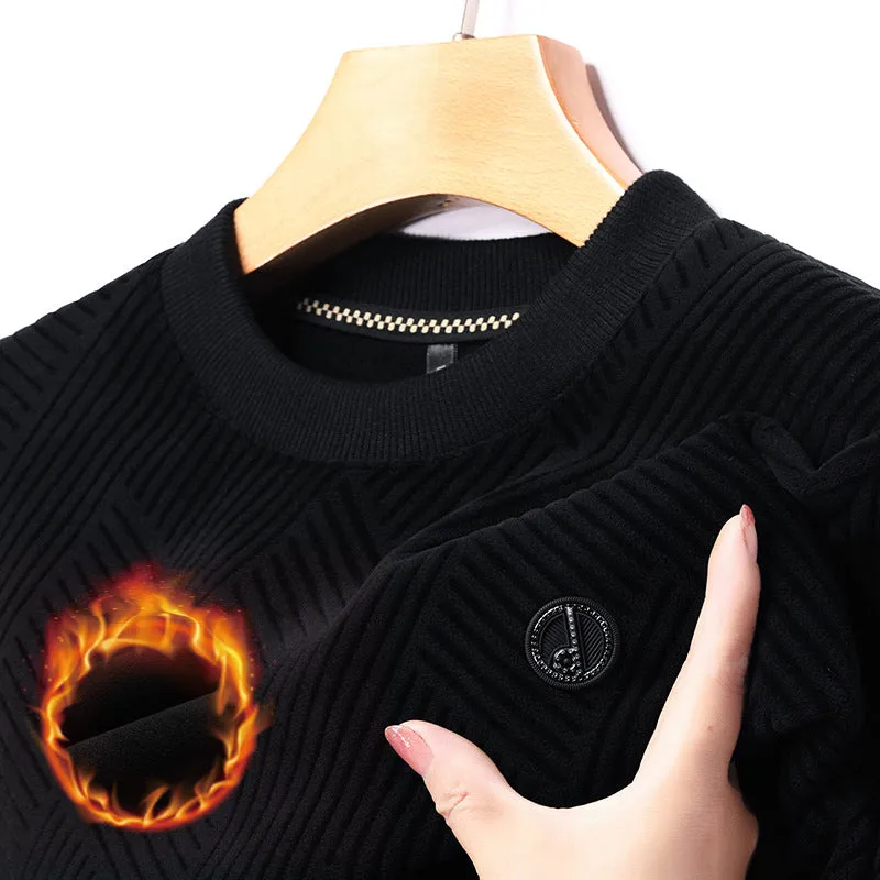 Men's Fleece-lined Thick Round Neck Thermal Bottoming Shirt