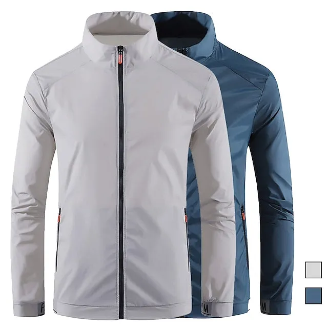 Men's Golf Jacket Thermal Warm Windproof Breathable Golf Apparel Golf Clothes Full Zip Solid Color Winter Autumn / Fall Tennis Golf Pickleball