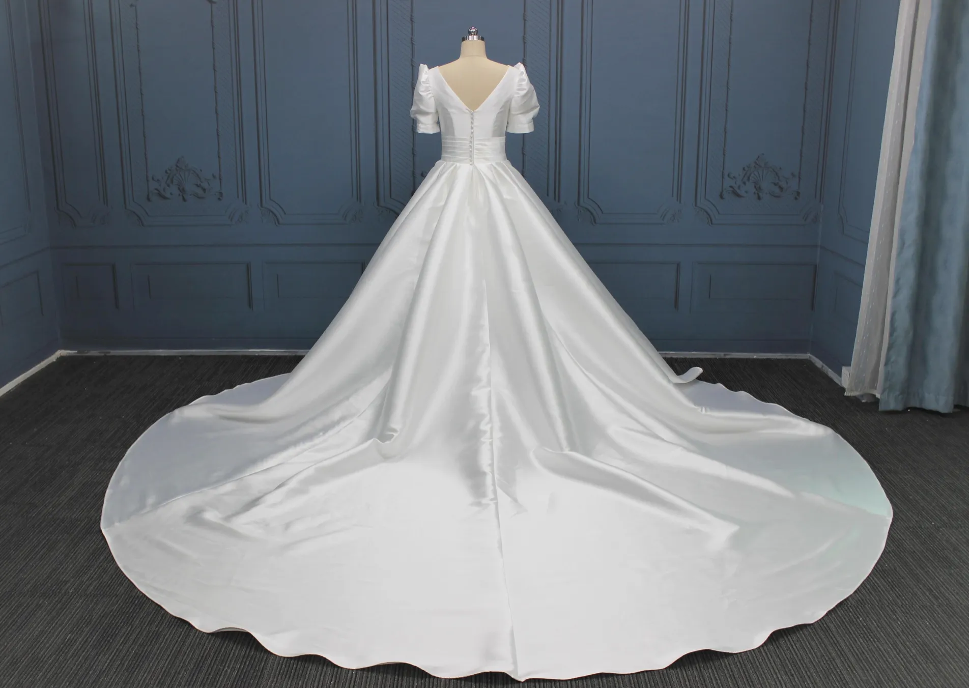 Mikado Satin A Line Ball Gown Plus Size Wedding Dress