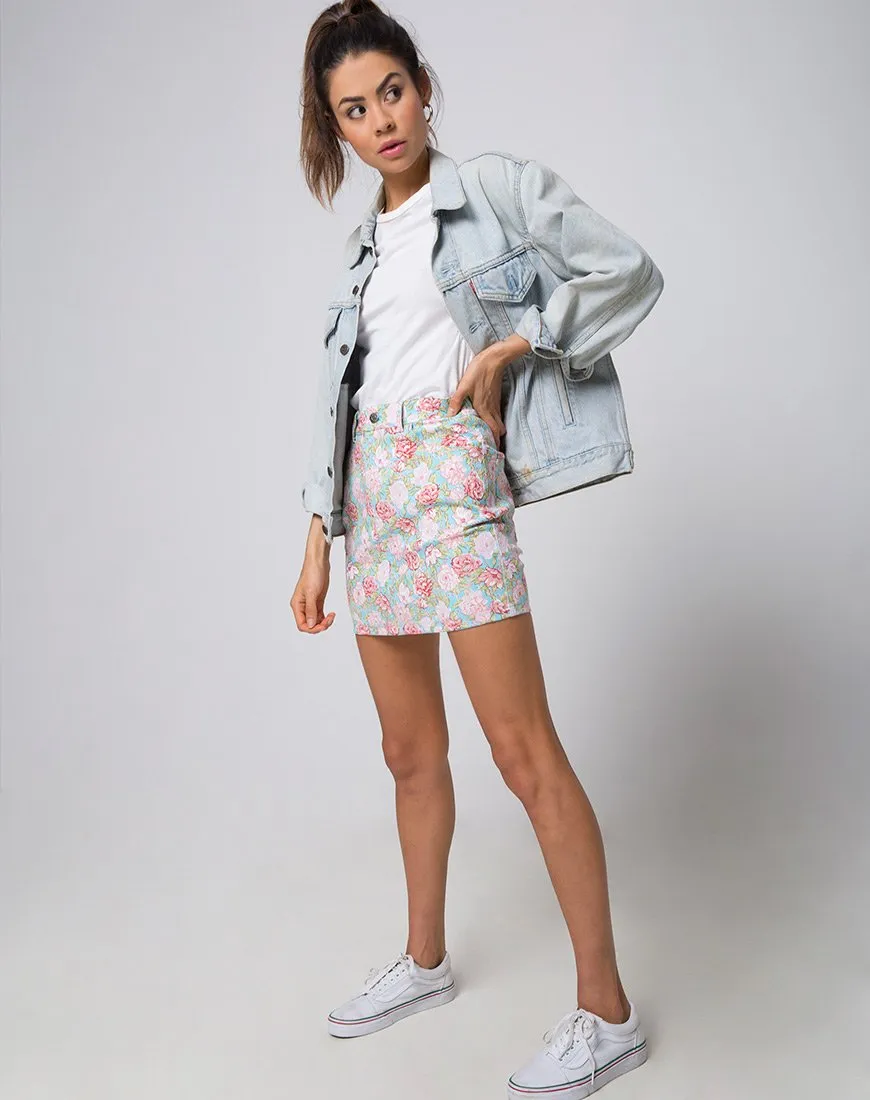 Mini Broomy Skirt in Bloom Floral Blue Base