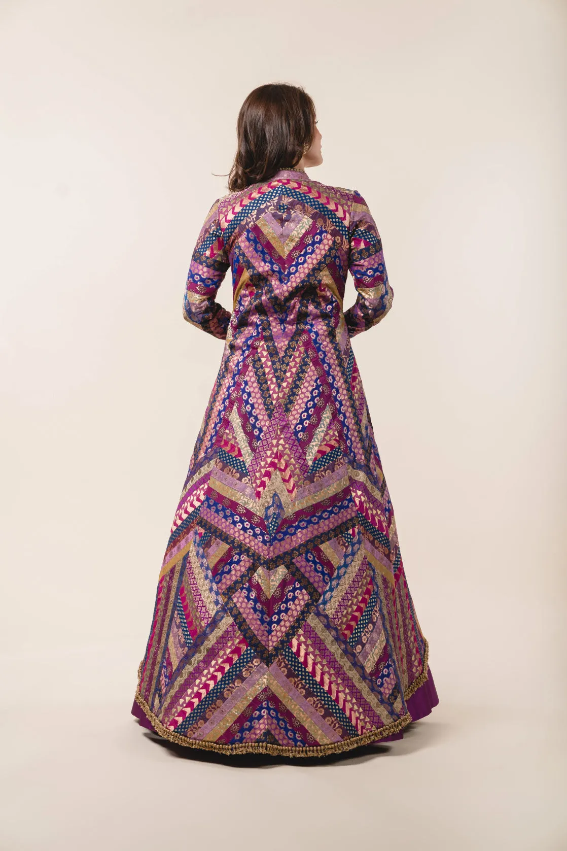 Multicoloured Brocade Jacket & Taffeta Skirt