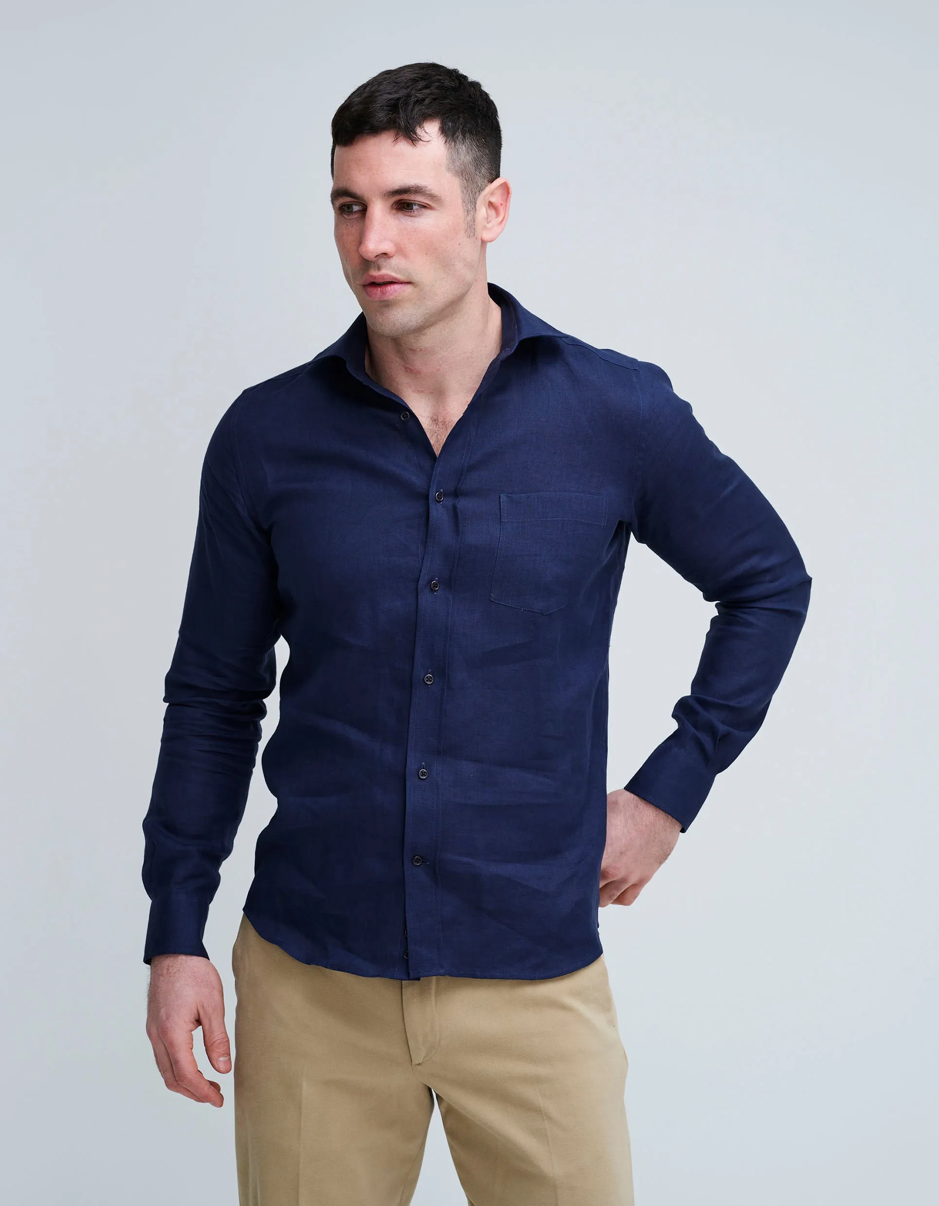 Navy Linen Shirt