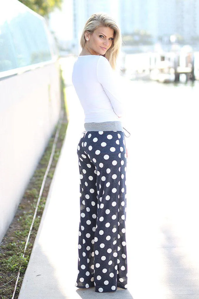 Navy Polka Dot Sweatpants