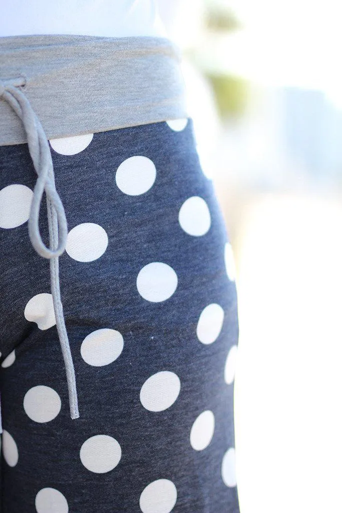 Navy Polka Dot Sweatpants