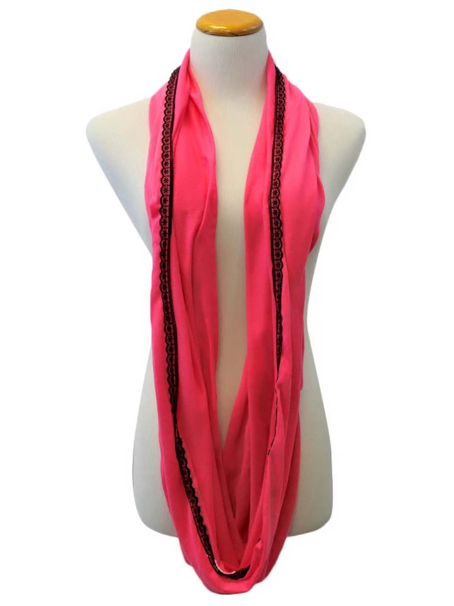 Neon Infinity Scarf With Lace Trim