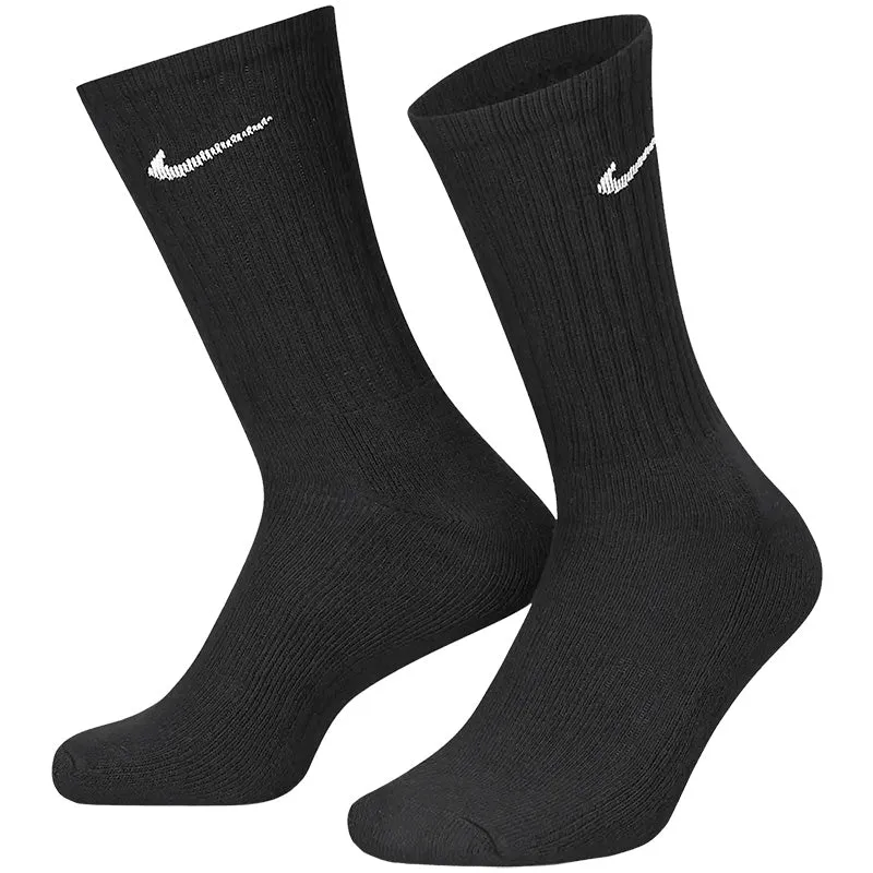 Nike Everyday Lightweight Training Crew Logo Socks (3 Pack) - Black