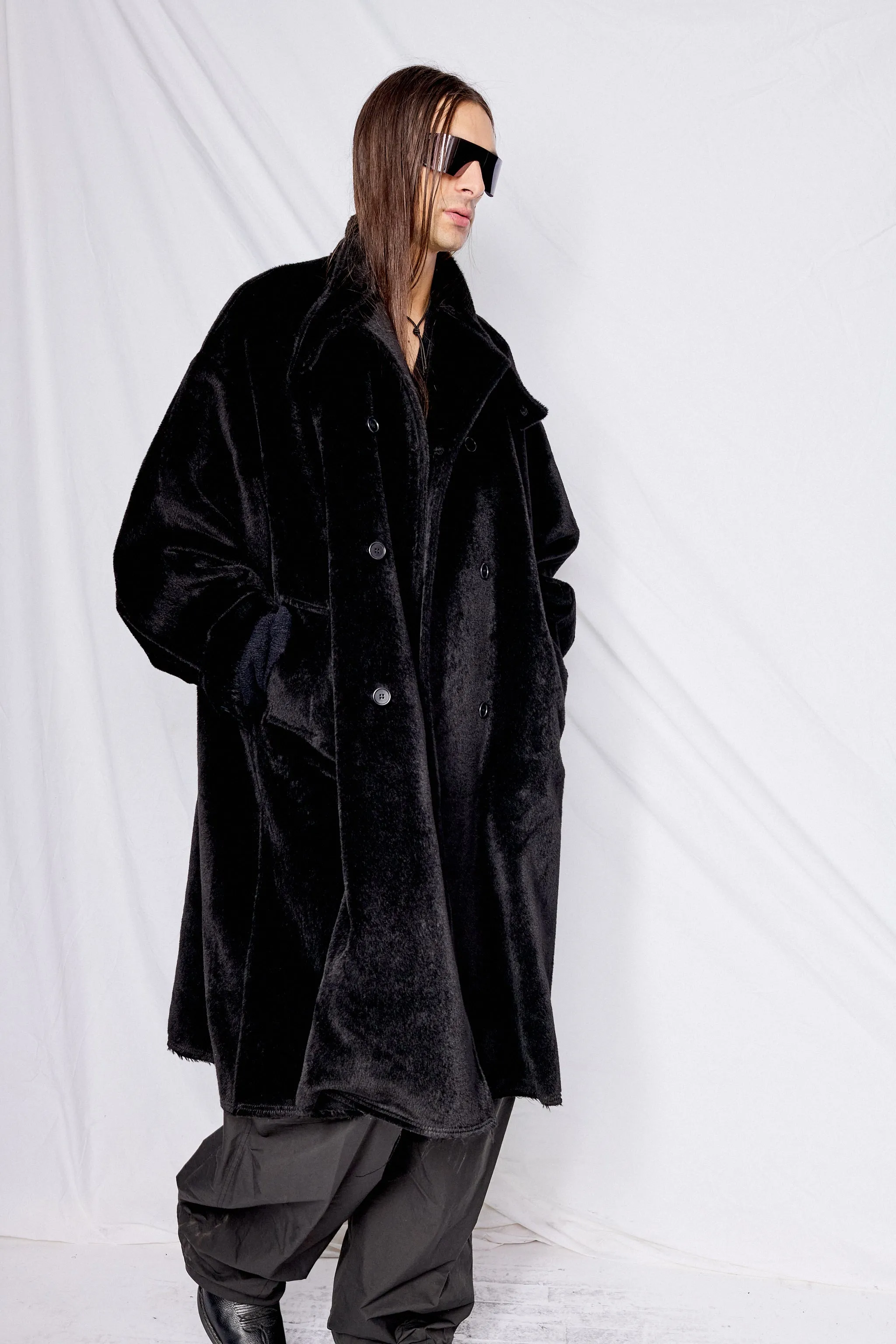 No.65 Black Loro Piana Suri Alpaca Oversized Coat