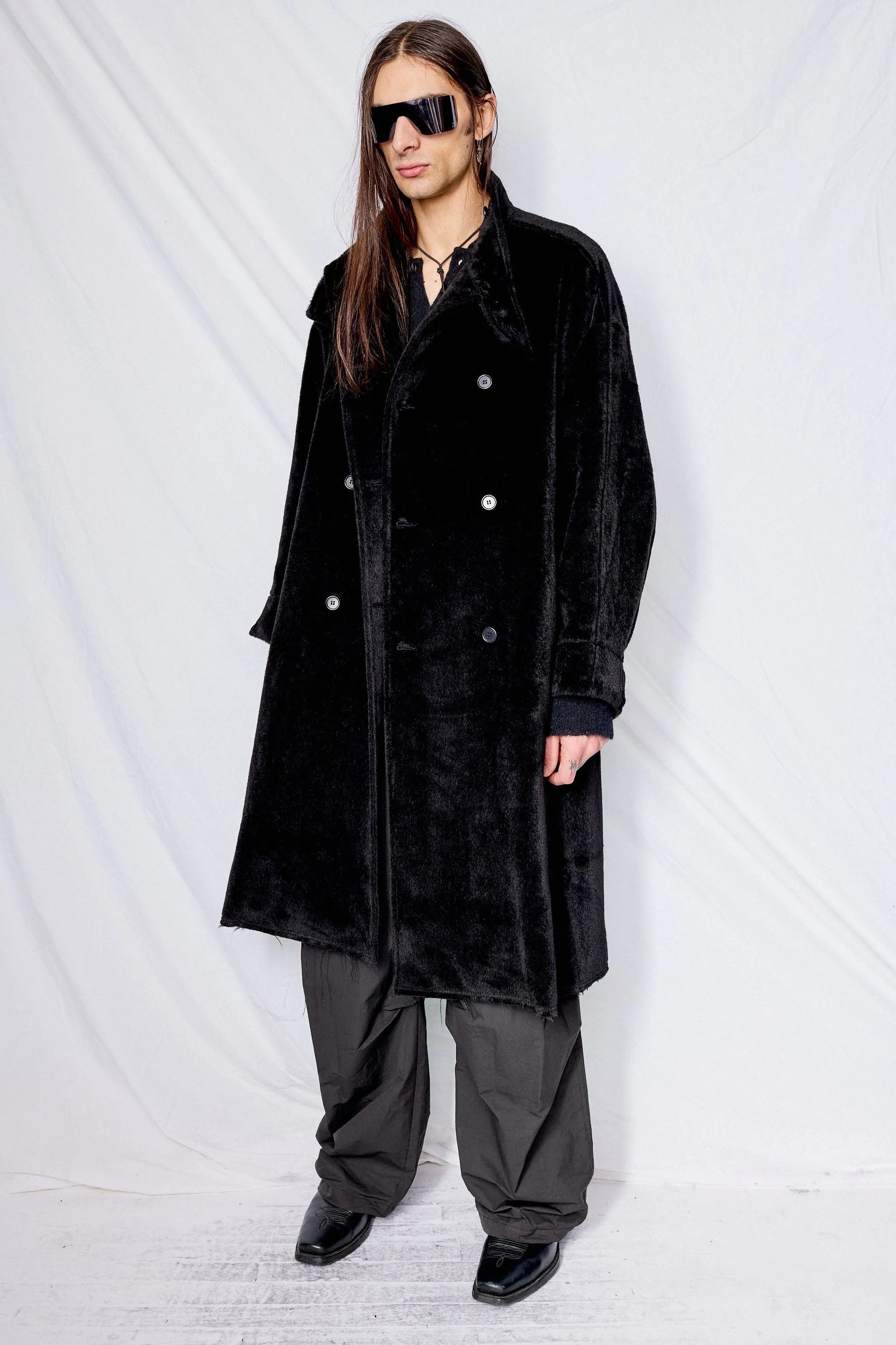 No.65 Black Loro Piana Suri Alpaca Oversized Coat