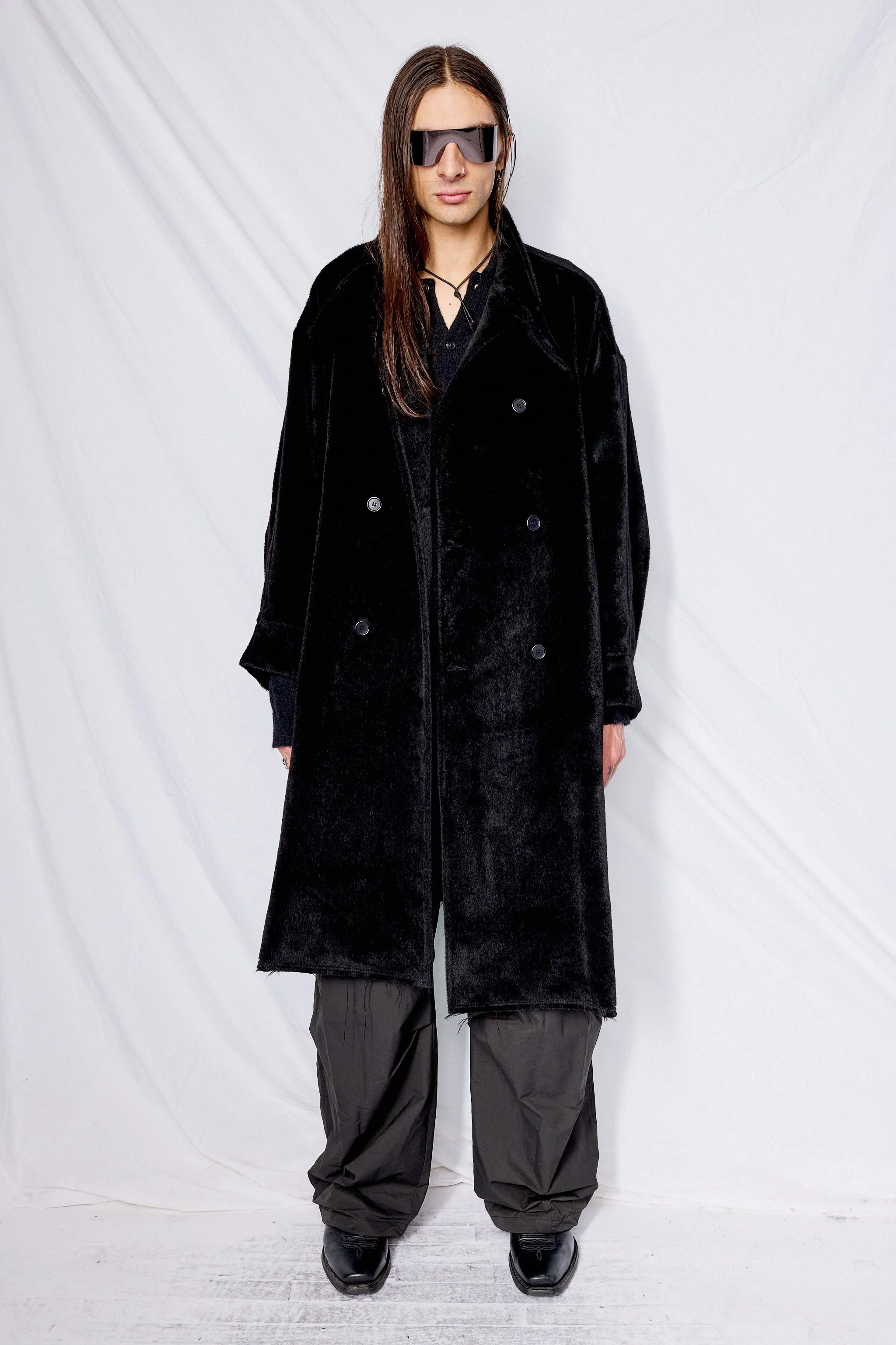 No.65 Black Loro Piana Suri Alpaca Oversized Coat