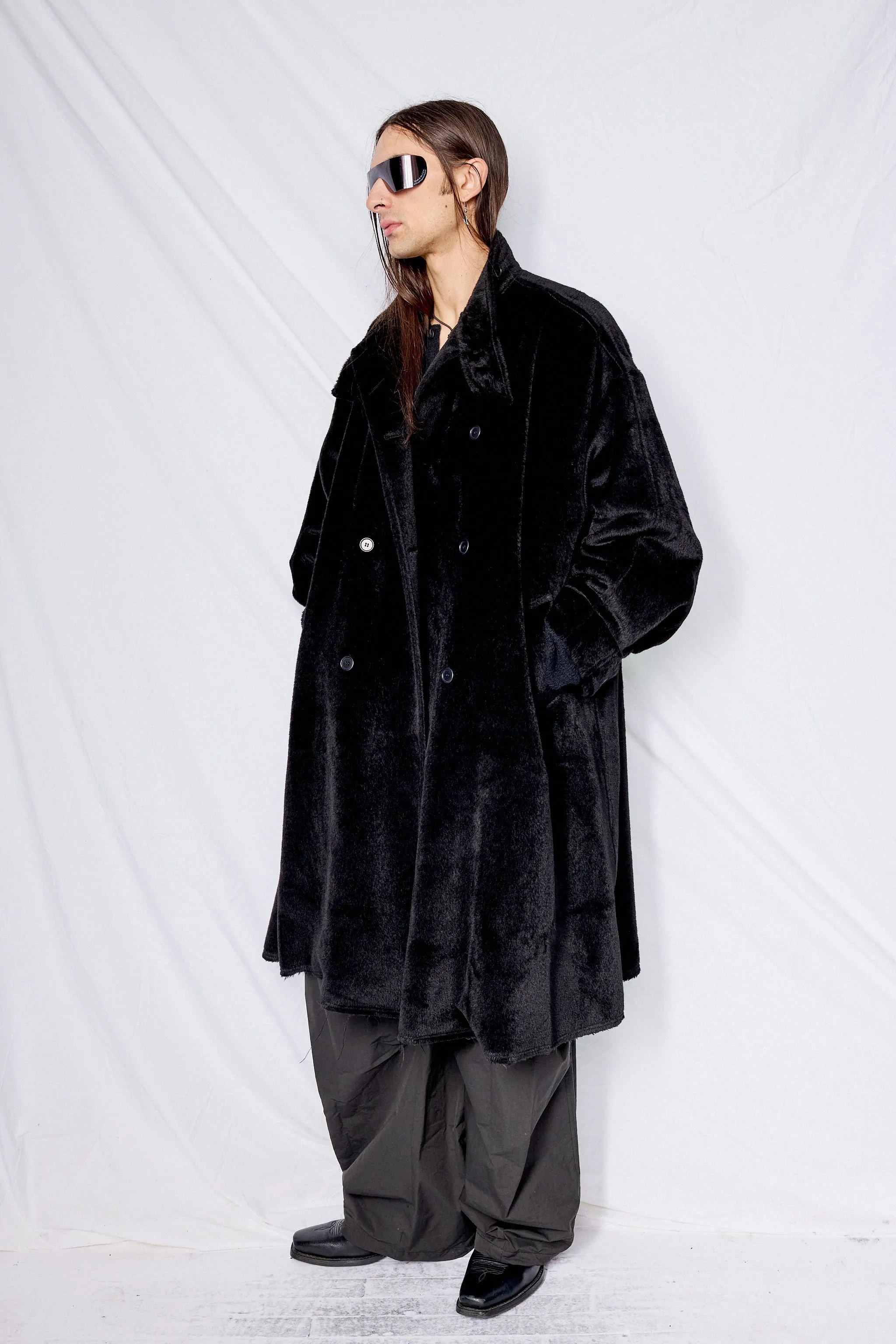 No.65 Black Loro Piana Suri Alpaca Oversized Coat