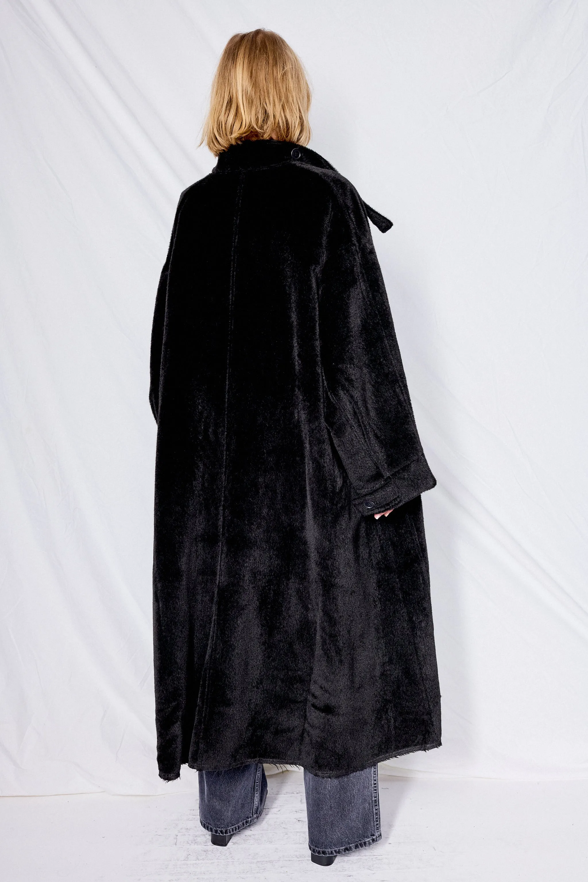 No.65 Black Loro Piana Suri Alpaca Oversized Coat