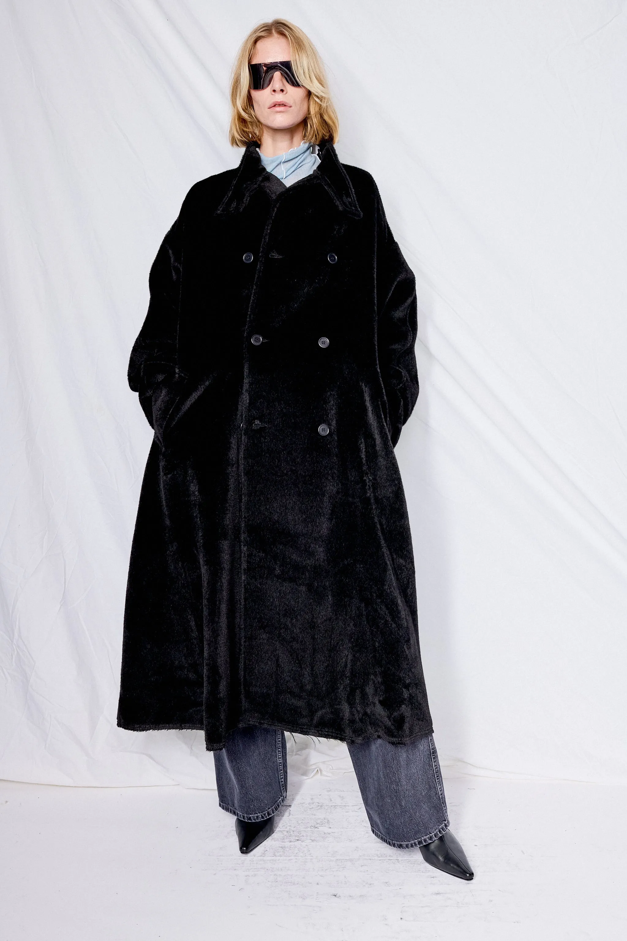 No.65 Black Loro Piana Suri Alpaca Oversized Coat