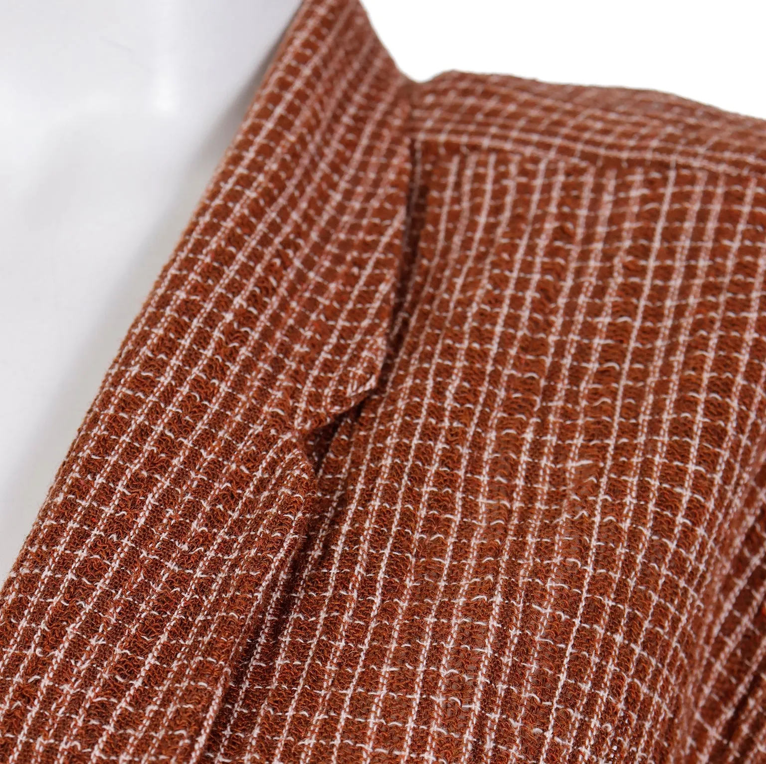 Norma Kamali Vintage Rust Brown Windowpane Check Cotton Jacket