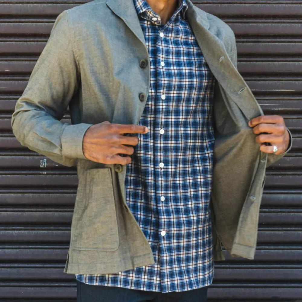 Olive Green Shawl Collar Overshirt