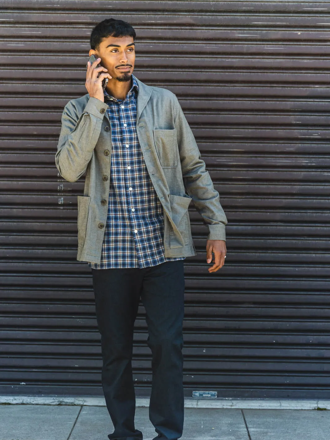 Olive Green Shawl Collar Overshirt