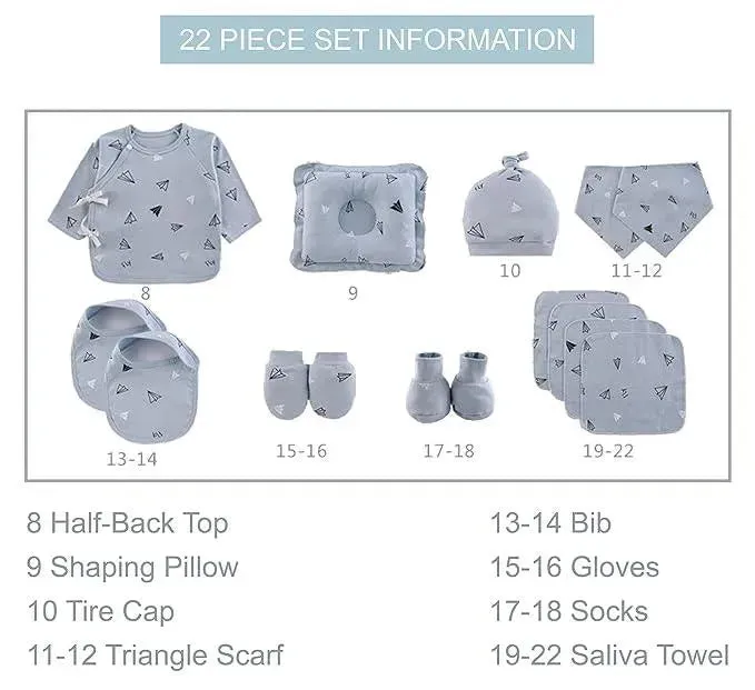 Organic Cotton New Born Gift Set (Set of 22 Pcs)