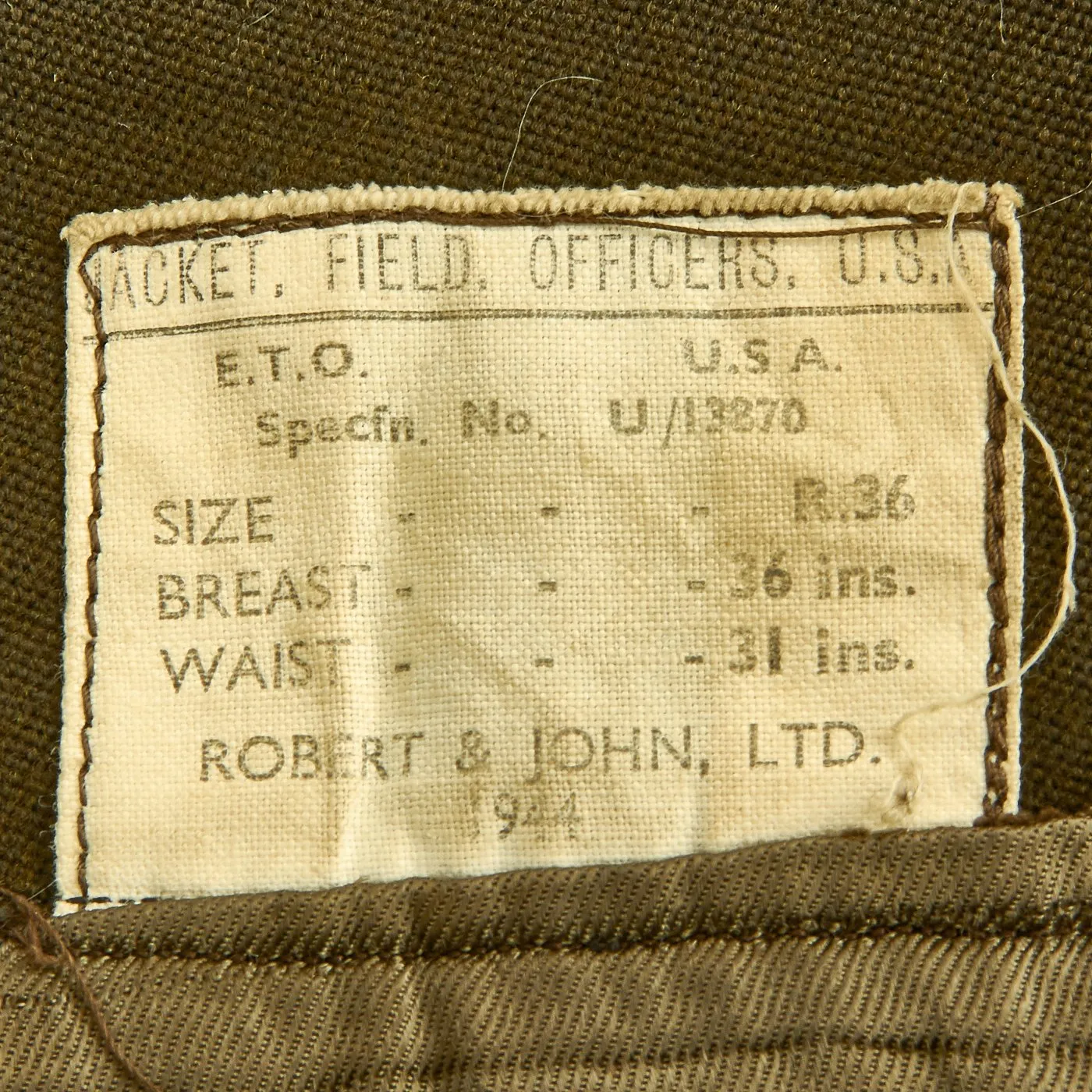 Original U.S. WWII 9th Air Force British Made Officer Field Jacket