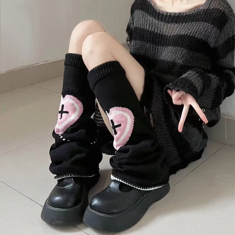 Pastel Goth Heart Cross Leg Warmers