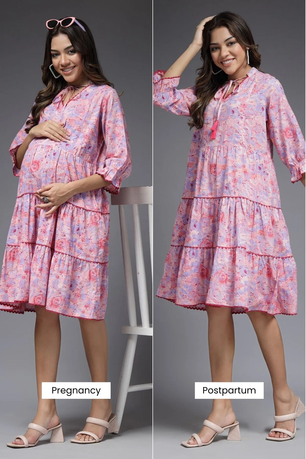 Pastel Paradise Maternity & Feeding Tier Dress