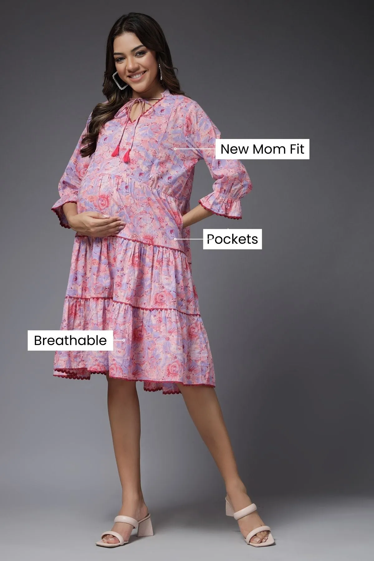 Pastel Paradise Maternity & Feeding Tier Dress