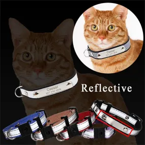 Personalized Cat Collar With Name ID Tag Reflective Safety Quick Release Collars