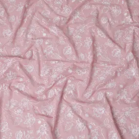 Petal Pink Embroidered Cotton Voile Fabric - Ethereal 110cm-D17567