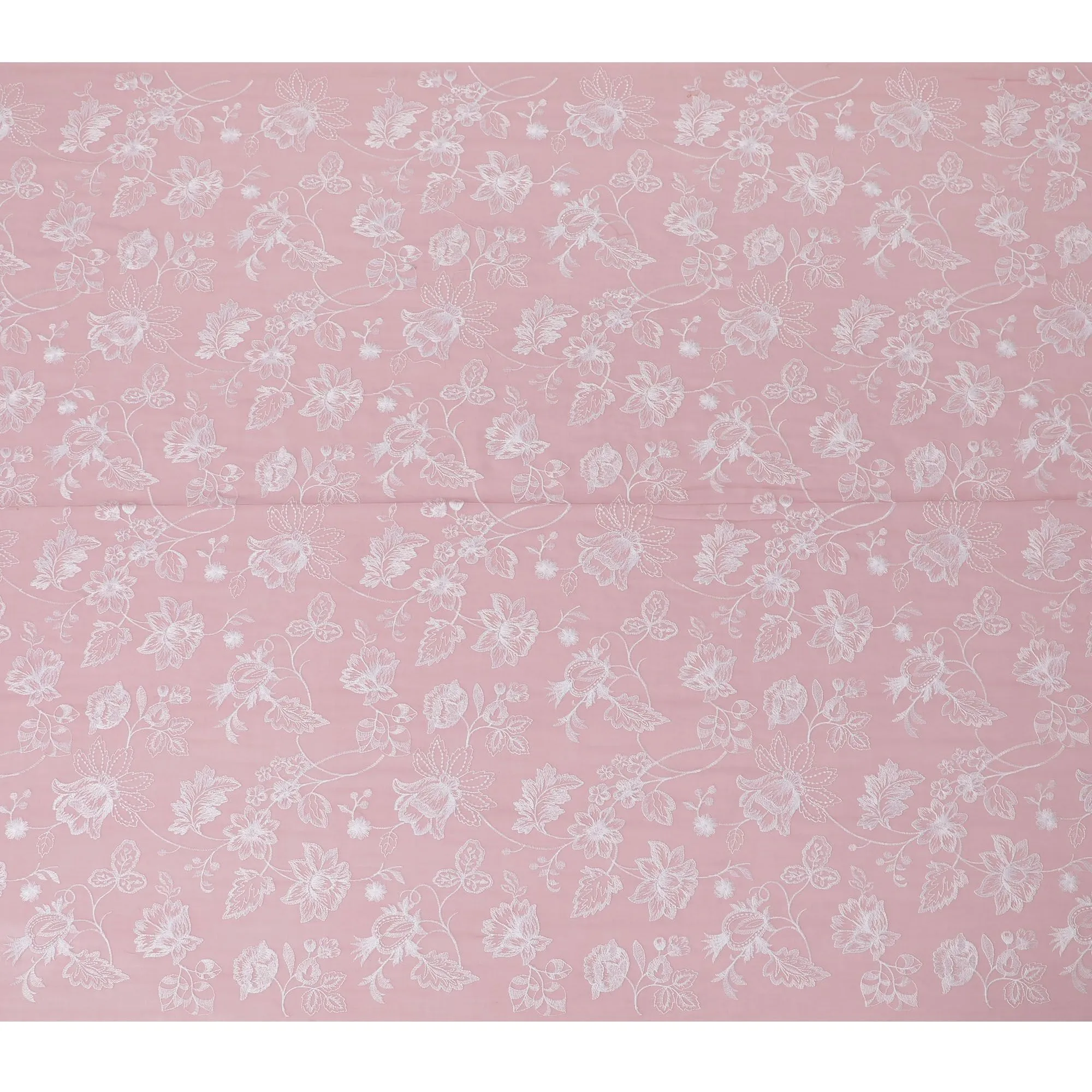 Petal Pink Embroidered Cotton Voile Fabric - Ethereal 110cm-D17567