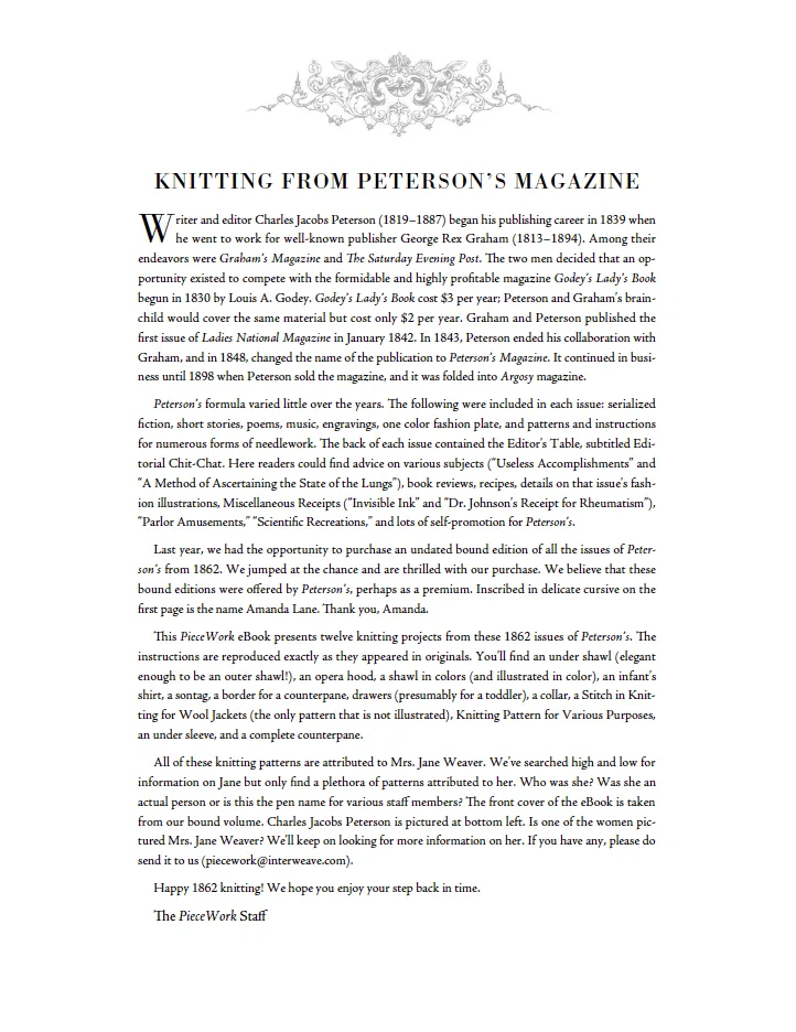 PieceWork Presents: Patterns from 1862 Peterson Magazine – eBook printed copy