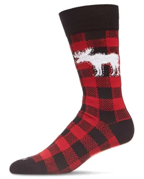 Plaid Moose Socks - Men's