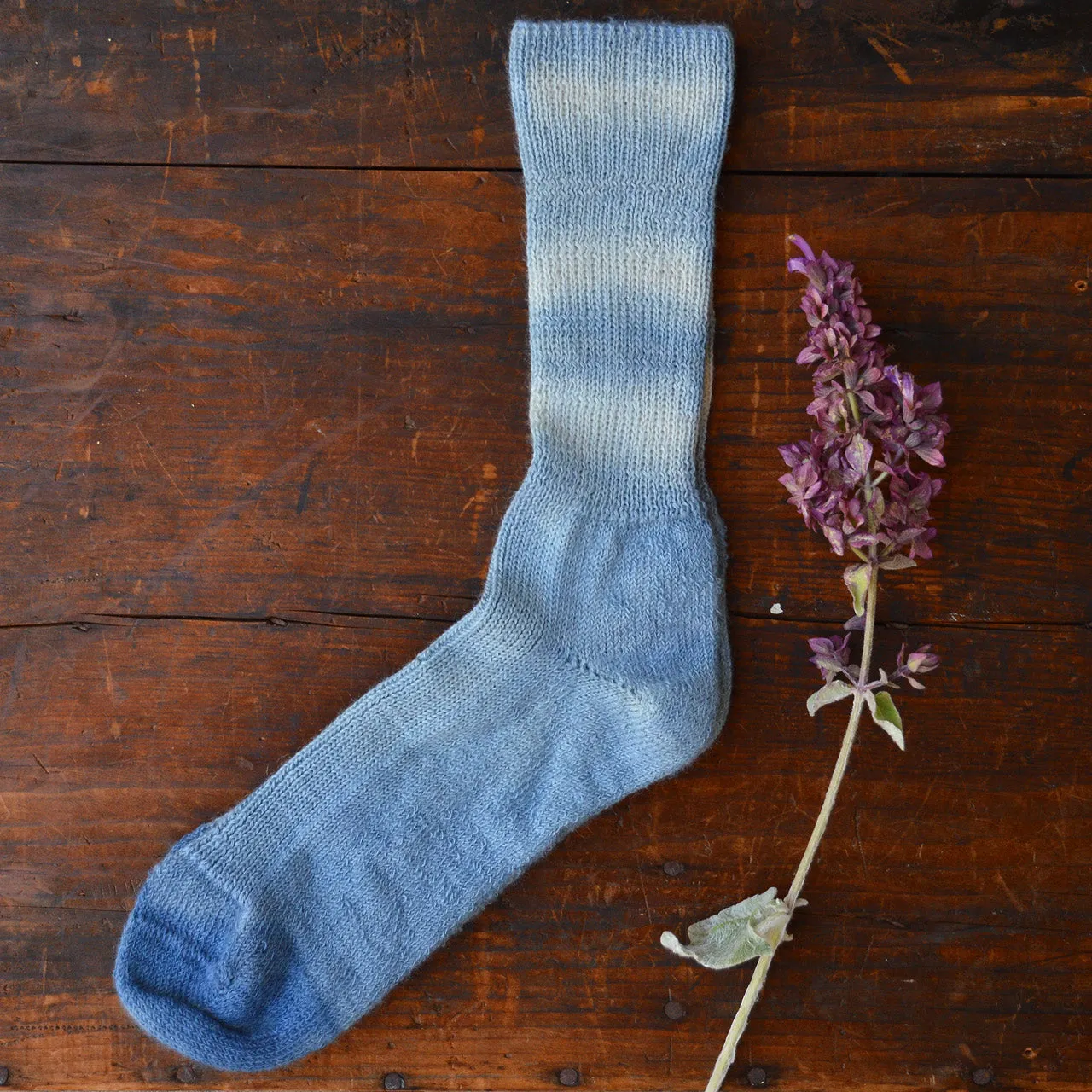 Plant Dyed Organic Wool/Silk Socks - Indigo (36-43)