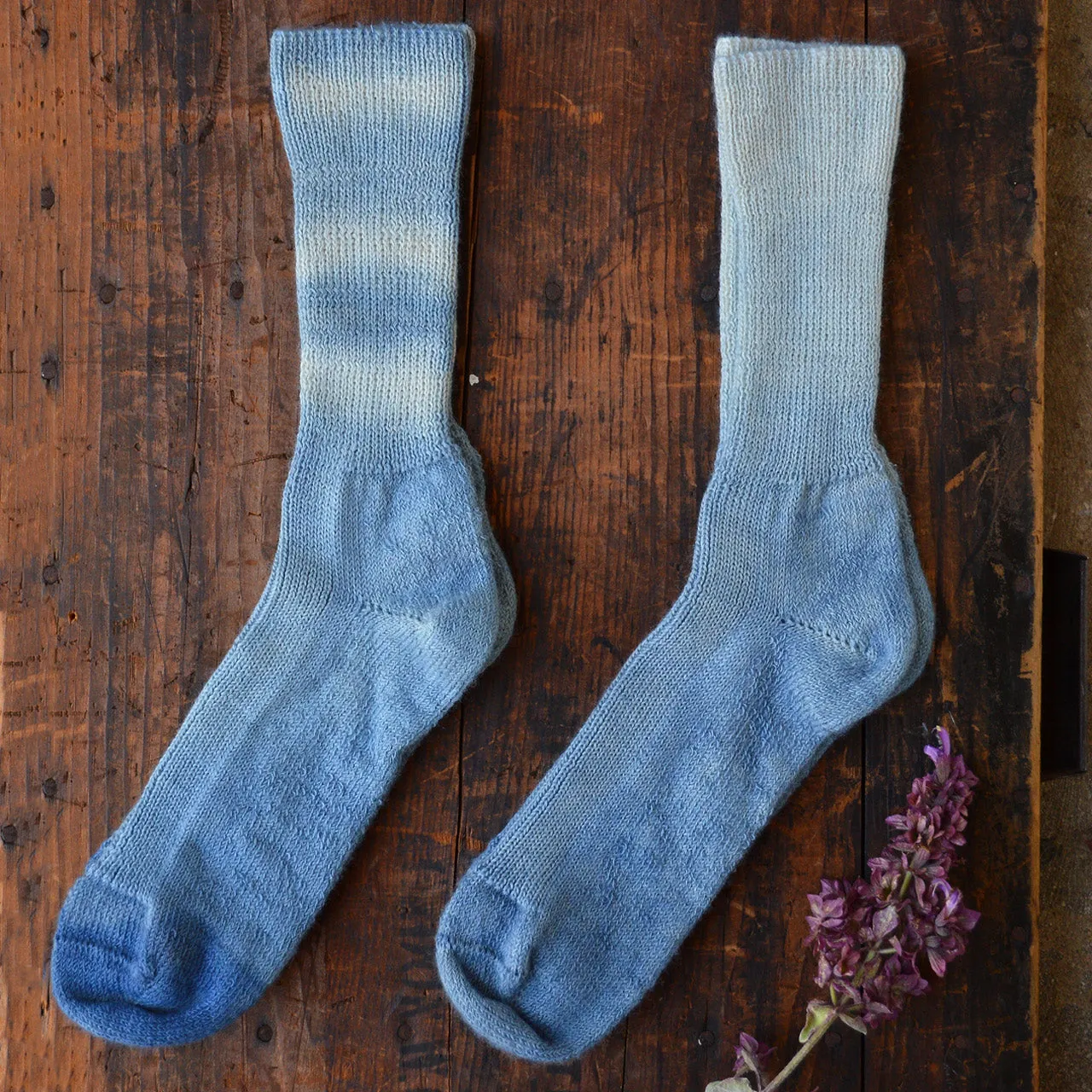 Plant Dyed Organic Wool/Silk Socks - Indigo (36-43)