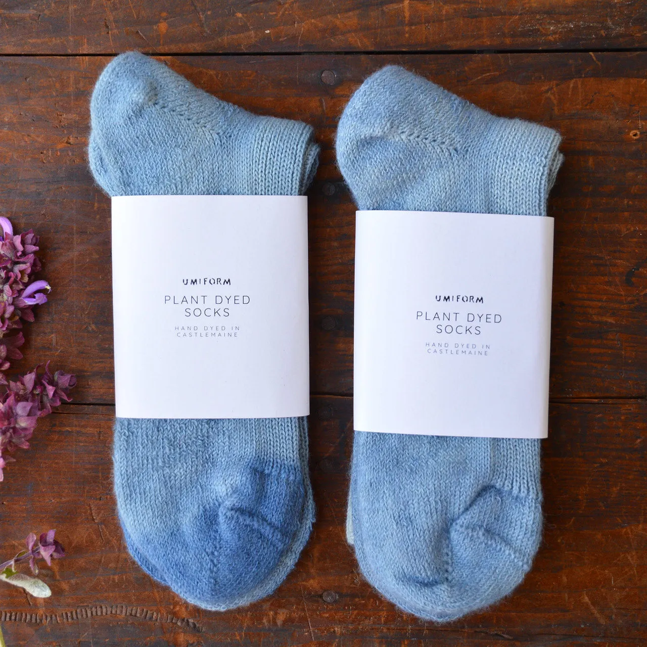 Plant Dyed Organic Wool/Silk Socks - Indigo (36-43)