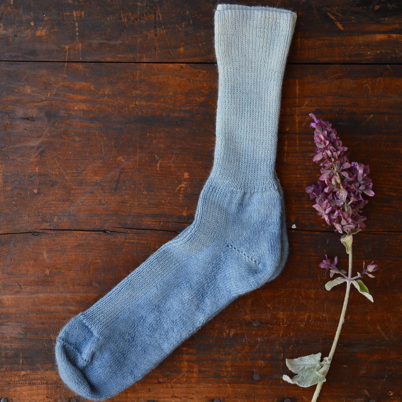 Plant Dyed Organic Wool/Silk Socks - Indigo (36-43)