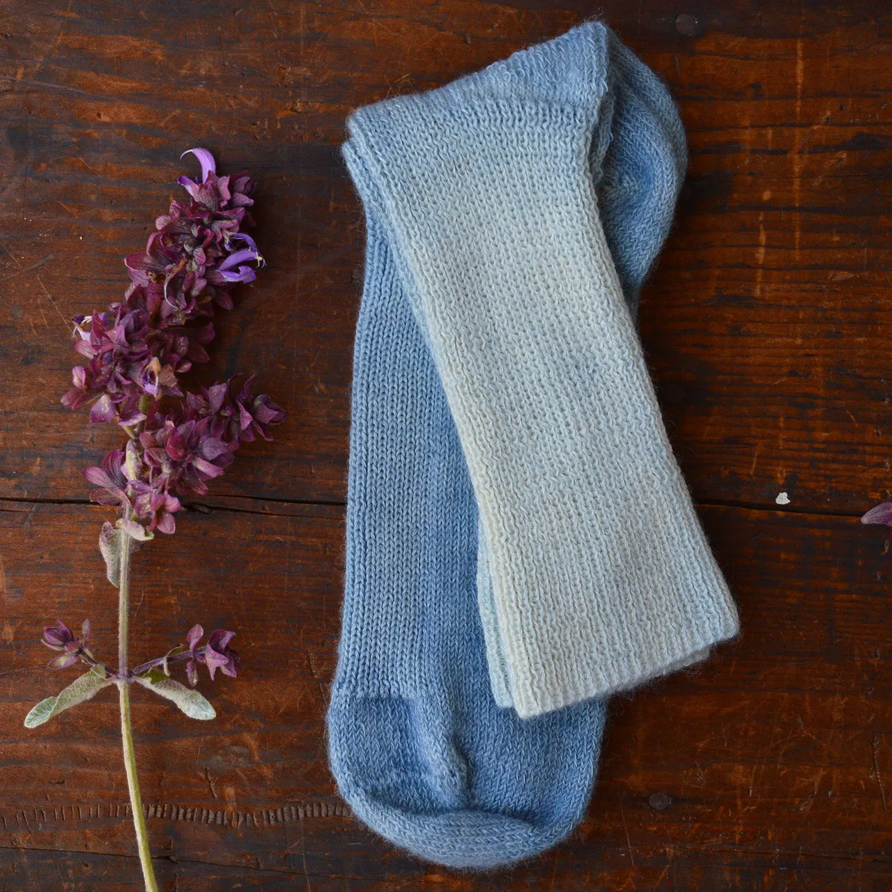 Plant Dyed Organic Wool/Silk Socks - Indigo (36-43)