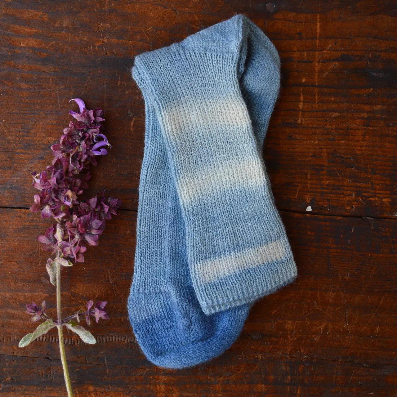 Plant Dyed Organic Wool/Silk Socks - Indigo (36-43)