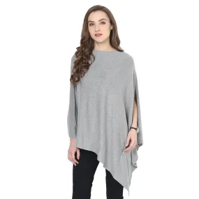 Pluchi Knitted Nursing Poncho Rosette (Light Grey Melange)