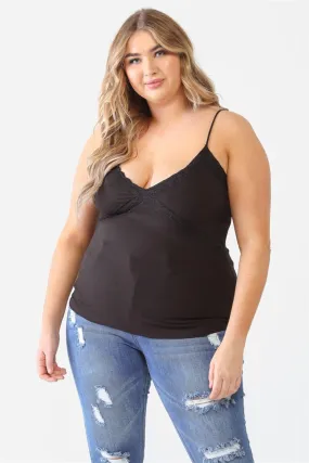 Plus Size Lace Detail V-Neck Cami