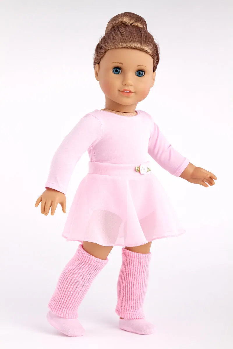 Practice Time - Clothes for 18 inch Doll - Ballet Outfit includes Pink Leotard and Skirt, Leg Warmers and Ballet Slippers